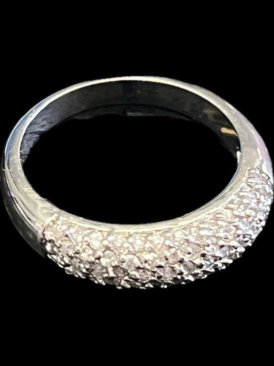 Fashion Jewelry Jewelry - Micro pave set CZ wedding band engagement, ladies anniversary jewelry stack ring